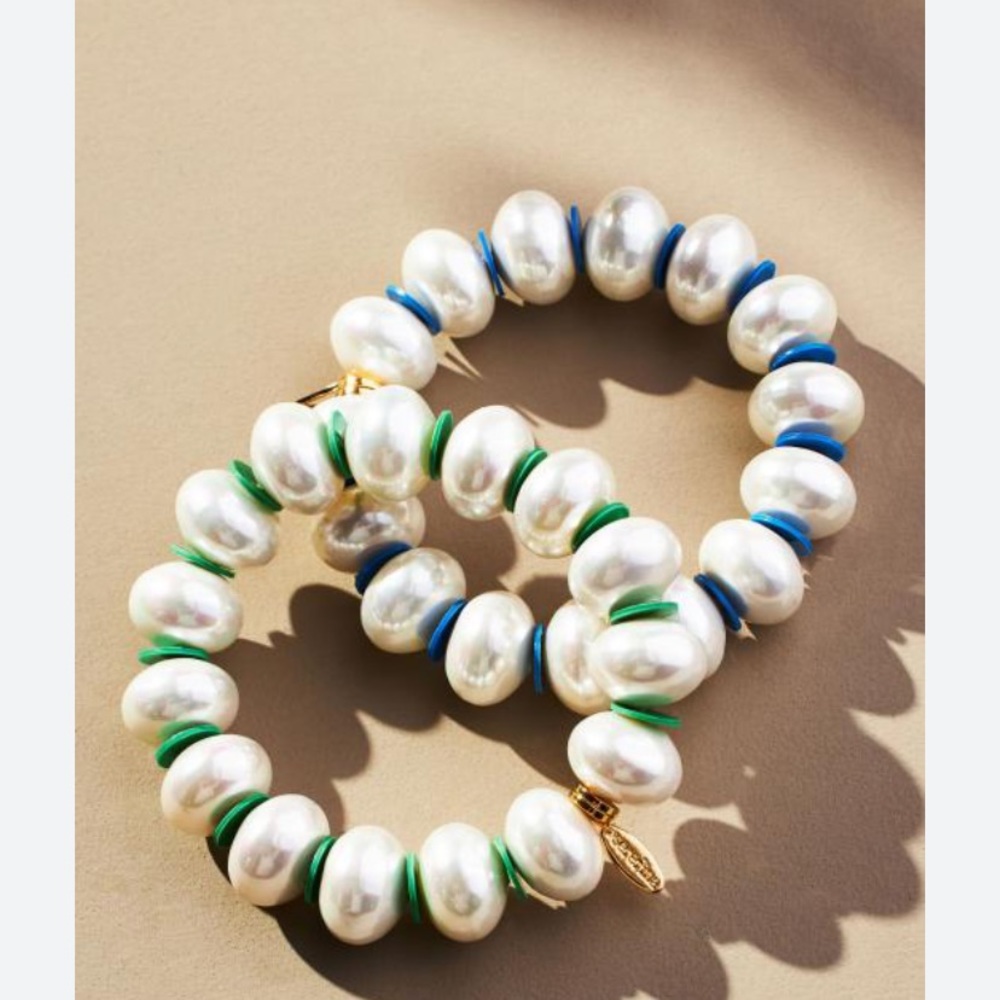 Anthropologie Shell & Pearl Chunky Bracelet